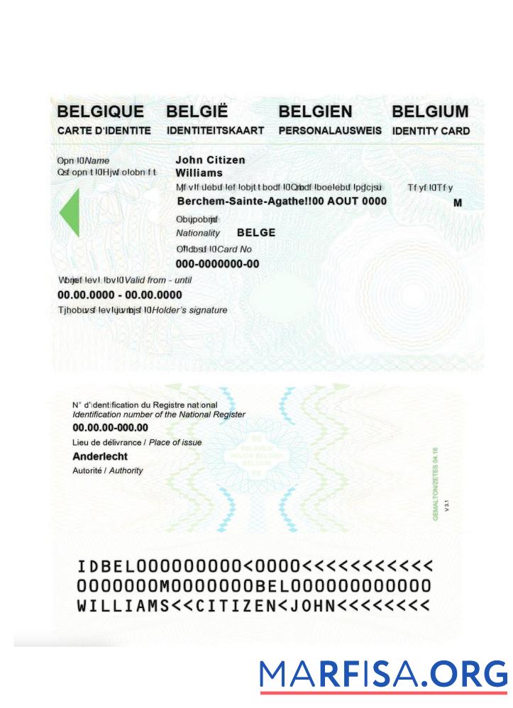 Blank Belgium Identity Card download for verification
