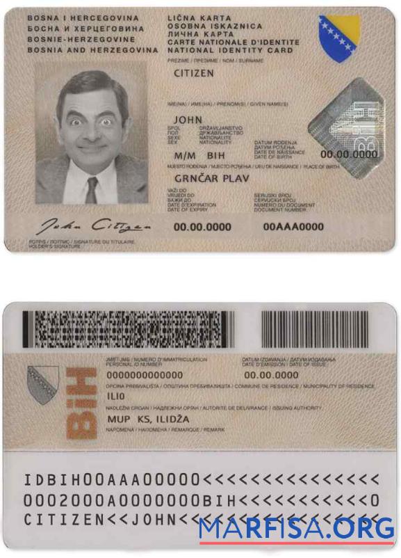 Downloadable Bosnia And Herzegovina ID real example
