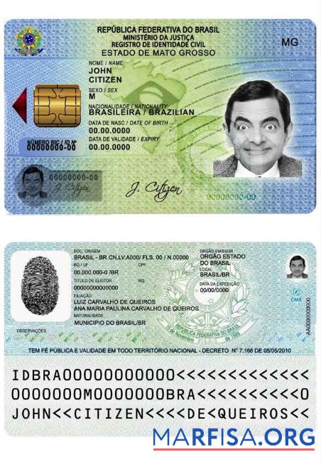 Realistic Brazil ID Template (from 2009) real example