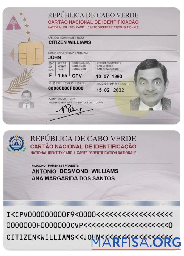 Blank Cabo Verde ID Card template
