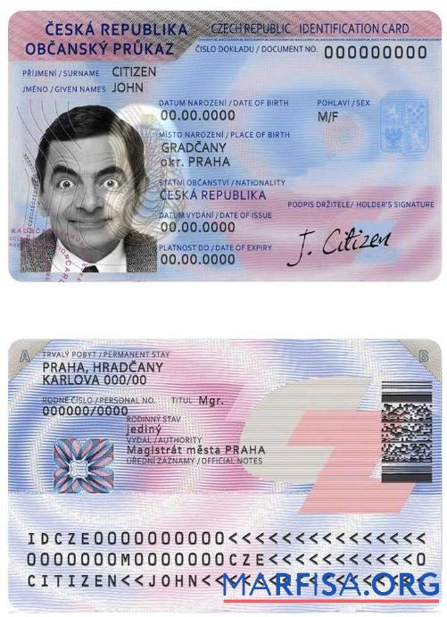 Printable Czechia ID template