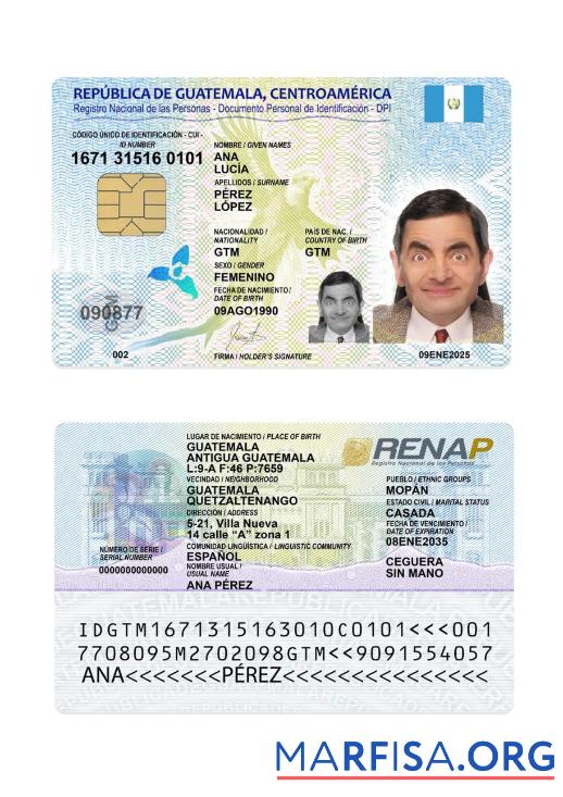 Downloadable Guatemala ID Card 2025 Present real example