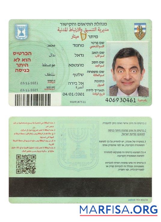Realistic Israel Citizen ID Card download for verification