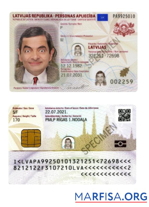 Printable Latvia ID 2021 Present example