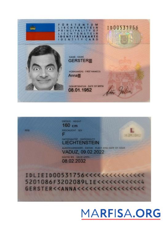 Blank Liechtenstein ID Card example