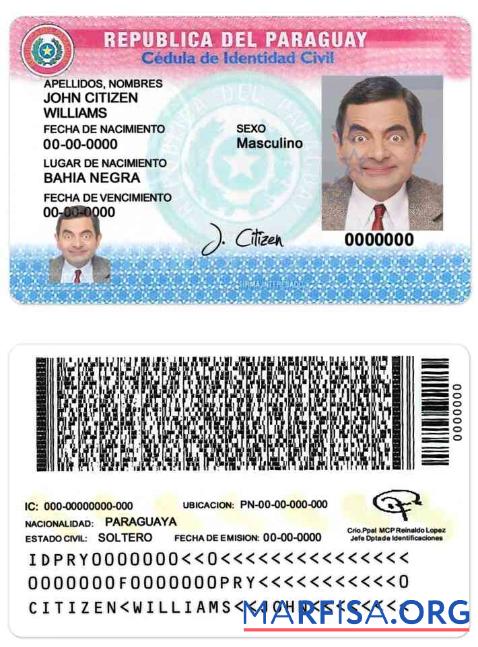 Printable Paraguay ID real example