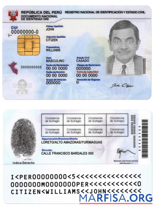 Blank Peru ID template