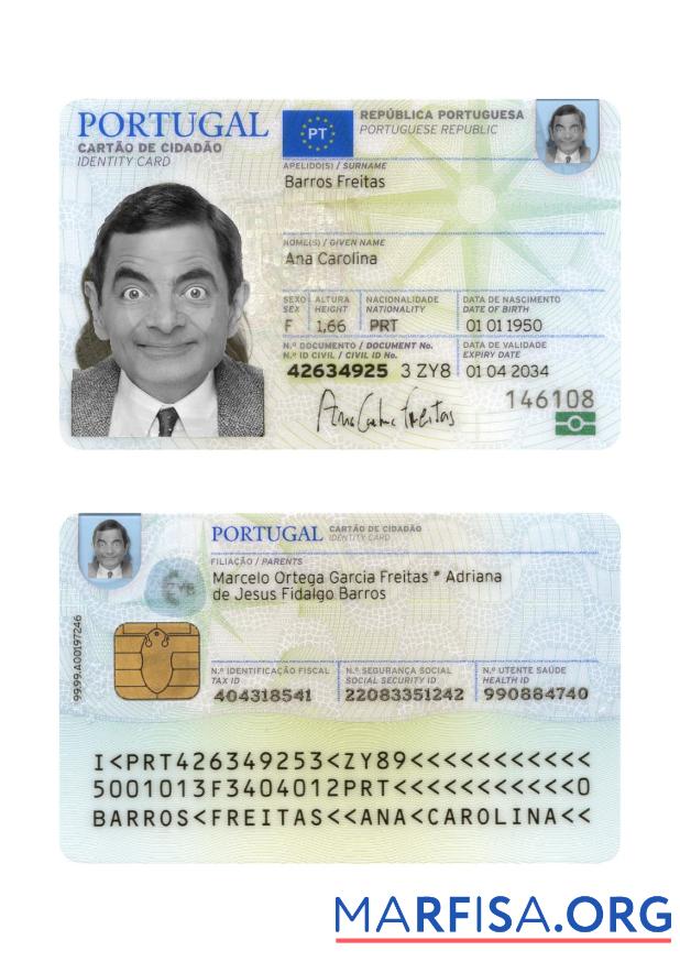 Printable Portugal ID Card 2024 Present sample