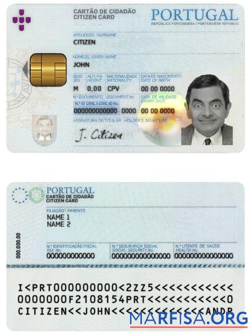 Blank Portugal ID real example